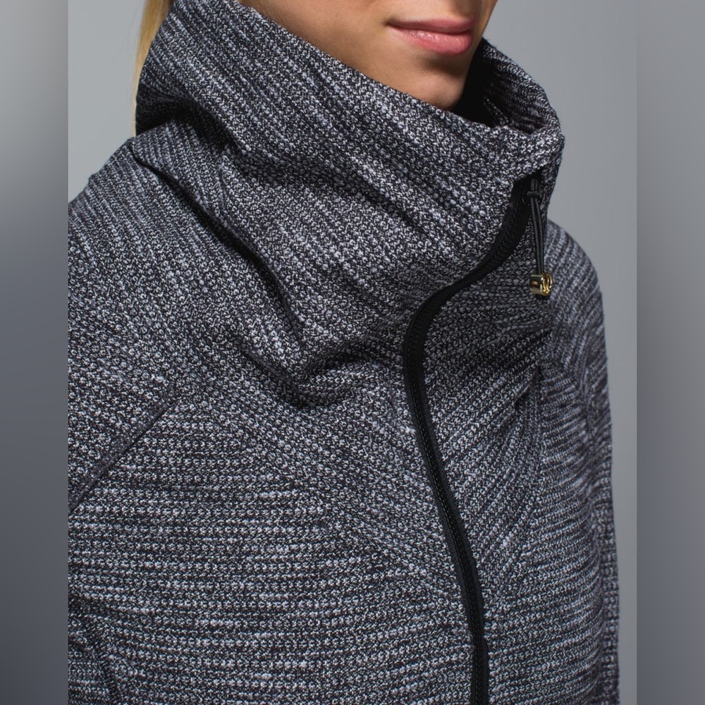 Lululemon Be Present Jacket in Coco Pique Black Heathered Full Zip Sweater Sz 12 - Picture 6 of 16